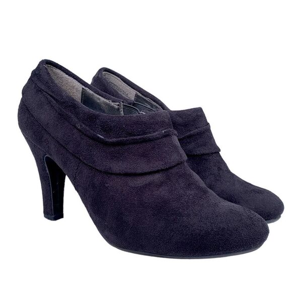 Karen Scott Black Faux Suede Leather Ankle Booties Dress Casual Heels size 6 - Picture 1 of 12